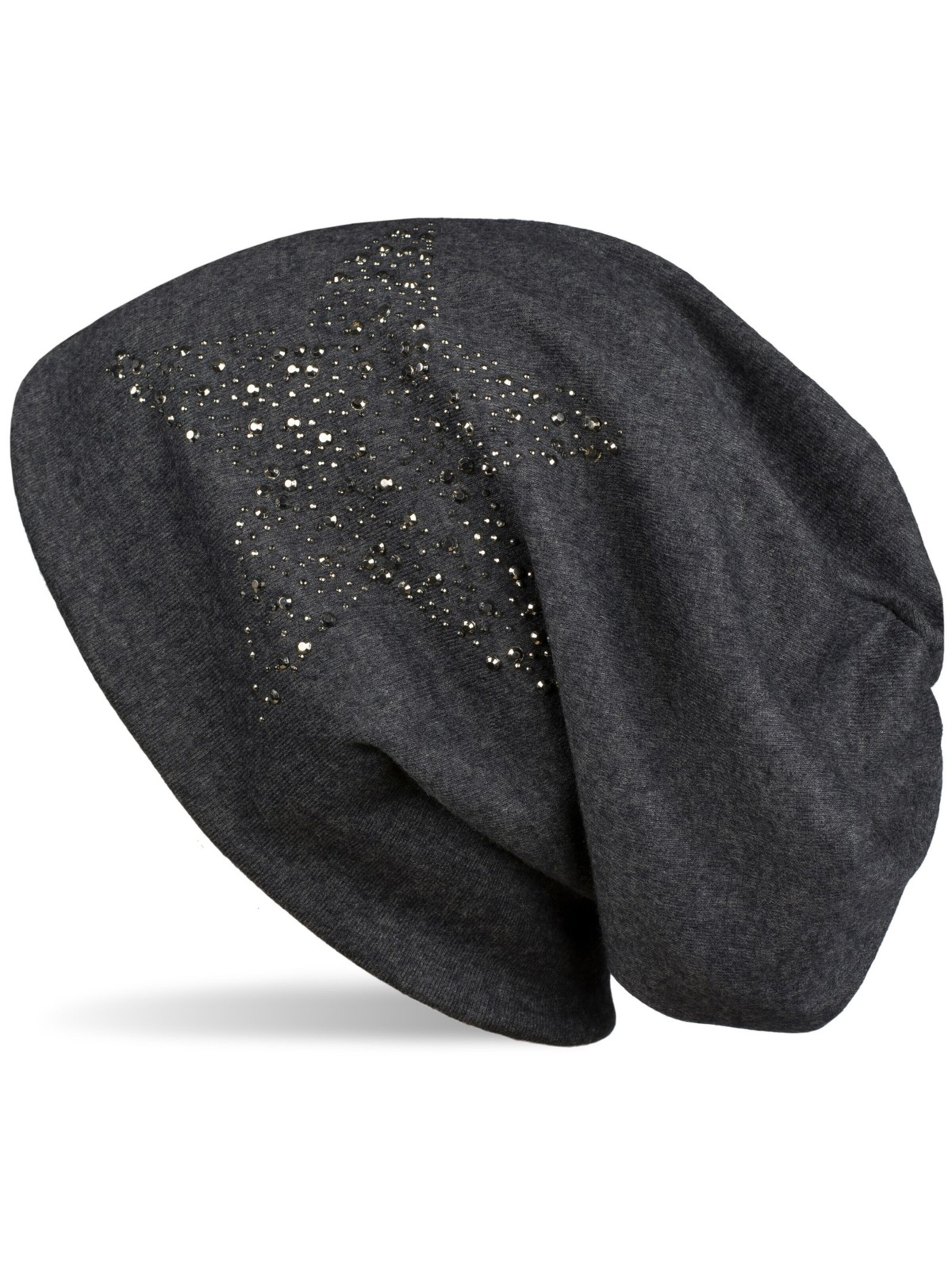 styleBREAKER Mütze 'Beanie Mütze mit Strass Nieten Stern'‌‌‌‌‌‌‌‌‌‌ in 54-64 in graumeliert, Produktansicht