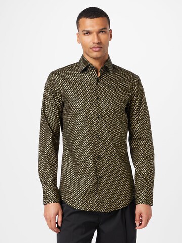 BOSS Black Regular fit Button Up Shirt 'HANK' in Yellow: front