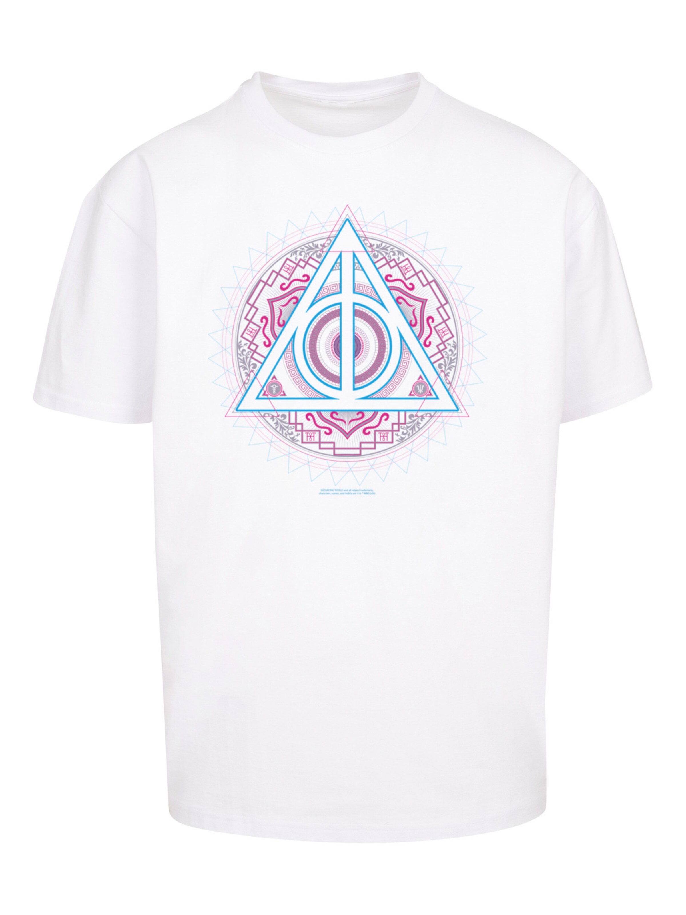 F4NT4STIC Shirt 'Harry Potter Neon Deathly' in Wit: voorkant