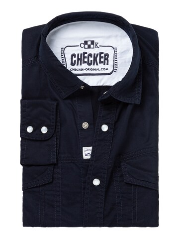 Checker Regular fit Overhemd ' Dynasty Denim ' in Blauw
