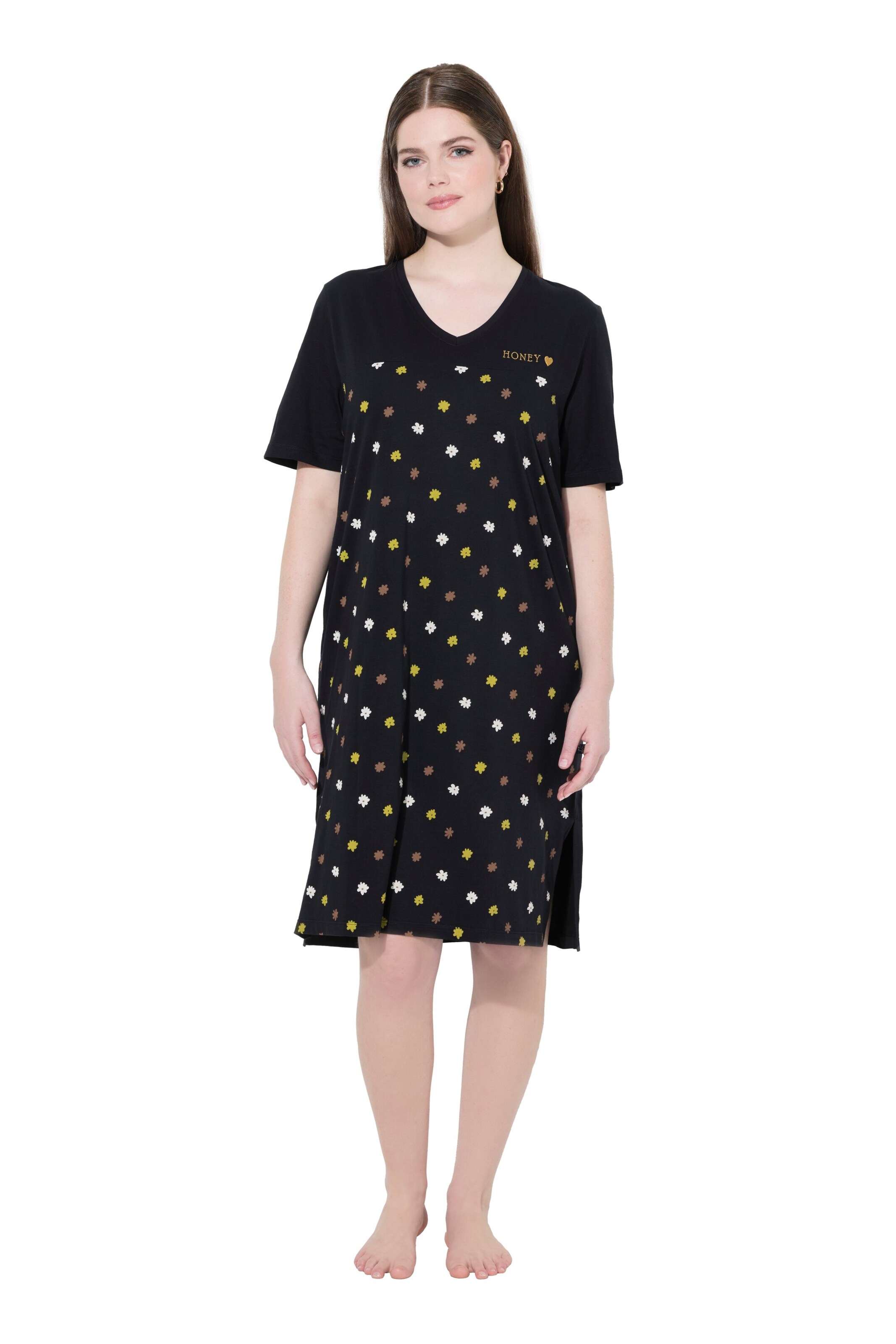 Ulla Popken Nachthemd in Zwart: voorkant