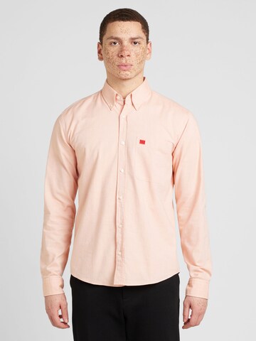 HUGO Slim fit Button Up Shirt 'Evito' in Orange: front