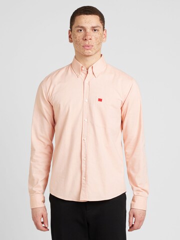 HUGO Red Slim fit Button Up Shirt 'Evito' in Orange: front
