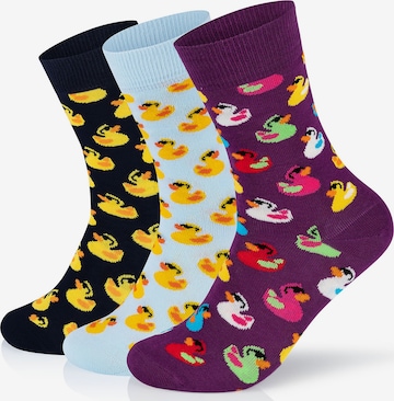 Happy Socks Sokken '3-Pack Rubber Duck' in Blauw: voorkant