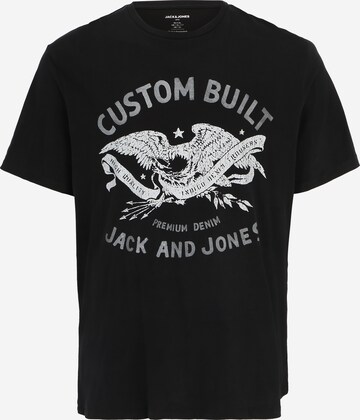 melns Jack & Jones Plus T-Krekls 'FONNE': no priekšpuses