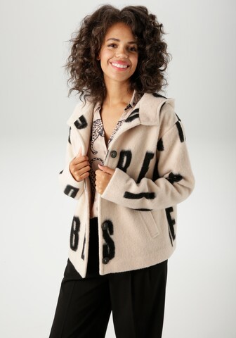 Aniston CASUAL Fleece Jacket in Beige: front