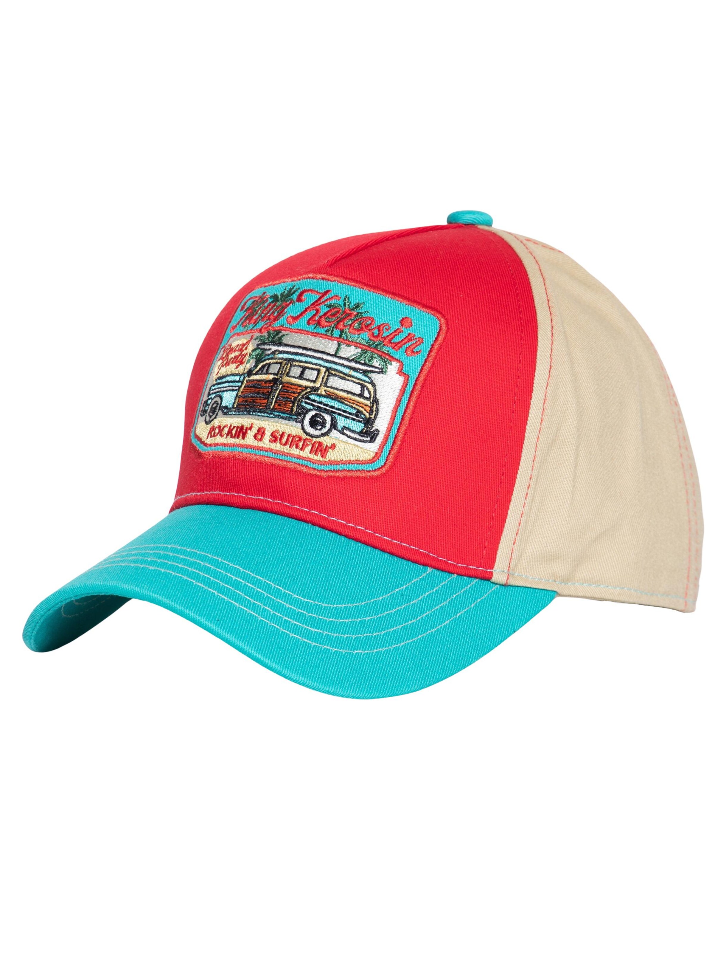 King Kerosin Cap 'Rockin & Surfin' in Rot: Vorderseite