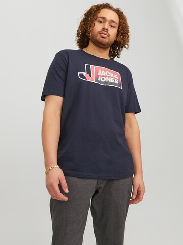 T-Shirt 'LOGAN' Jack & Jones Plus en bleu : devant