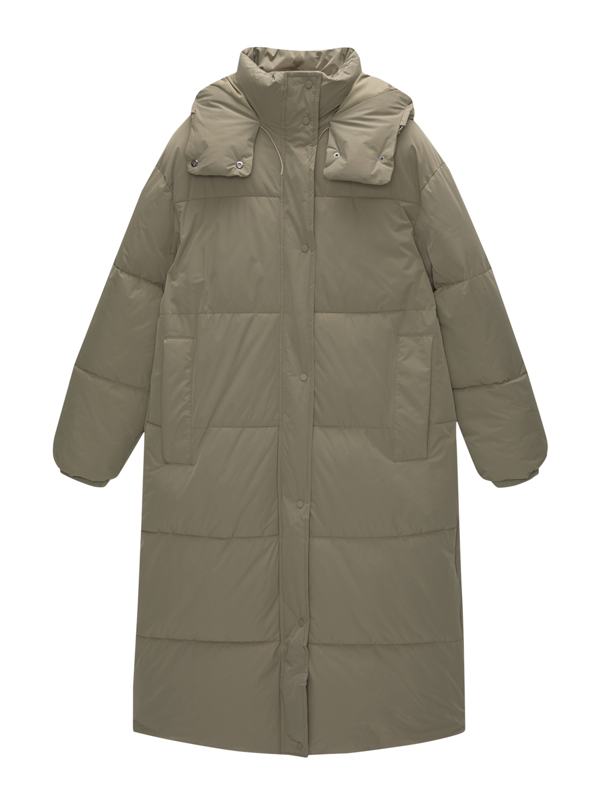 Pull&Bear Зимно палто в зелено: отпред