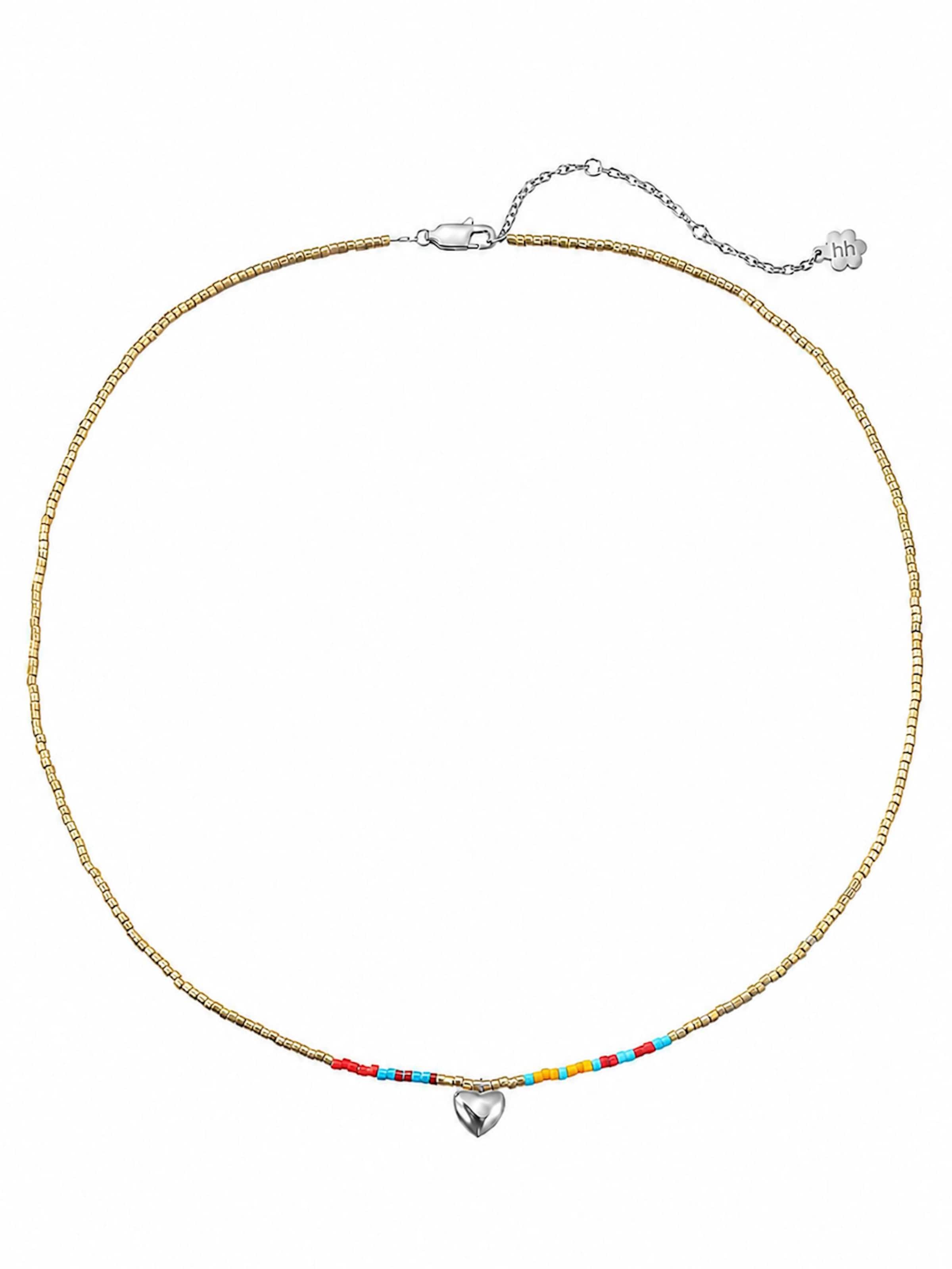 Hey Happiness - Cadena 'Summer Bead Heart' en plata: frente