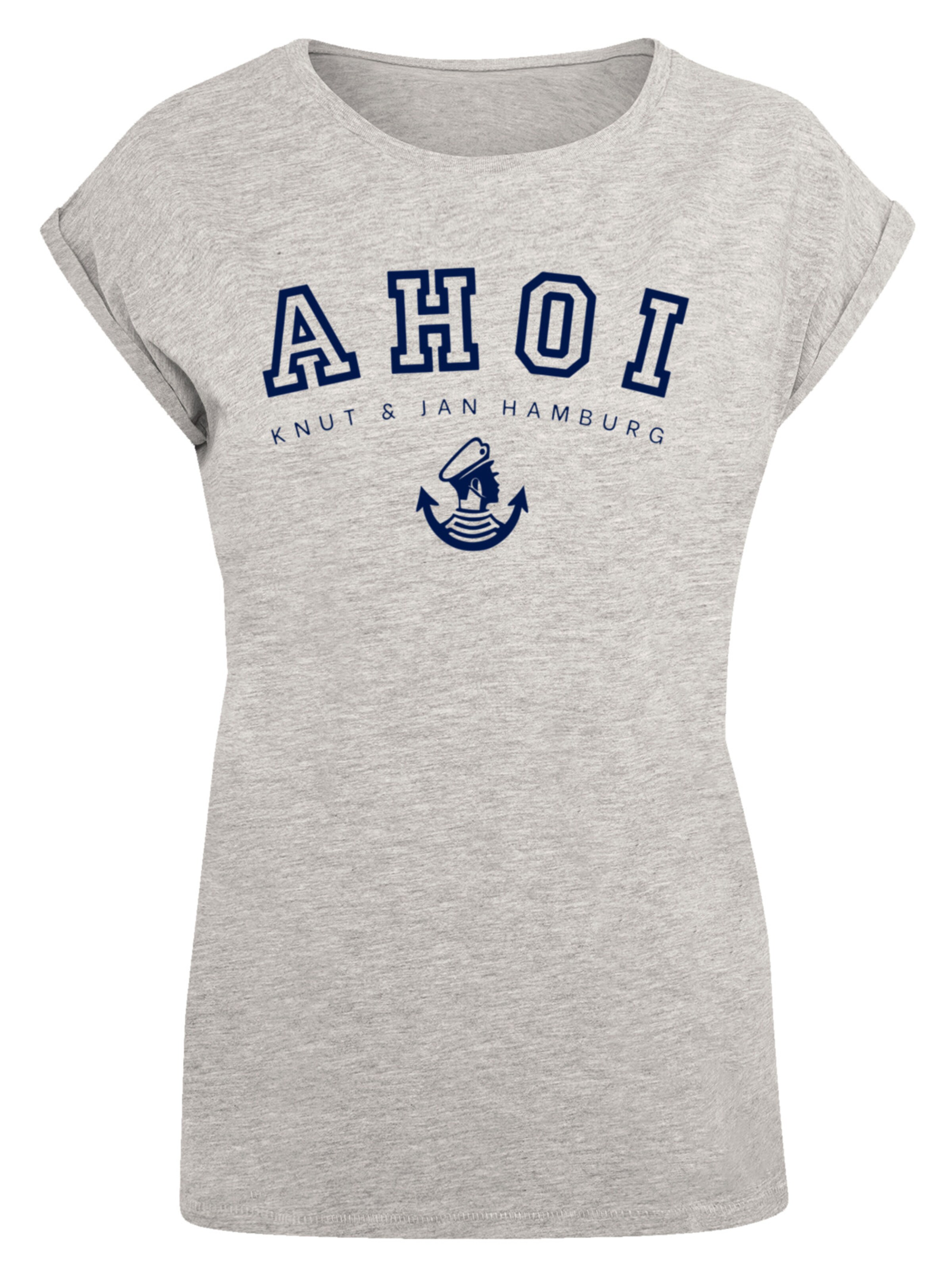 F4NT4STIC Shirt 'Ahoi Knut & Jan Hamburg' in Grau: Vorderseite