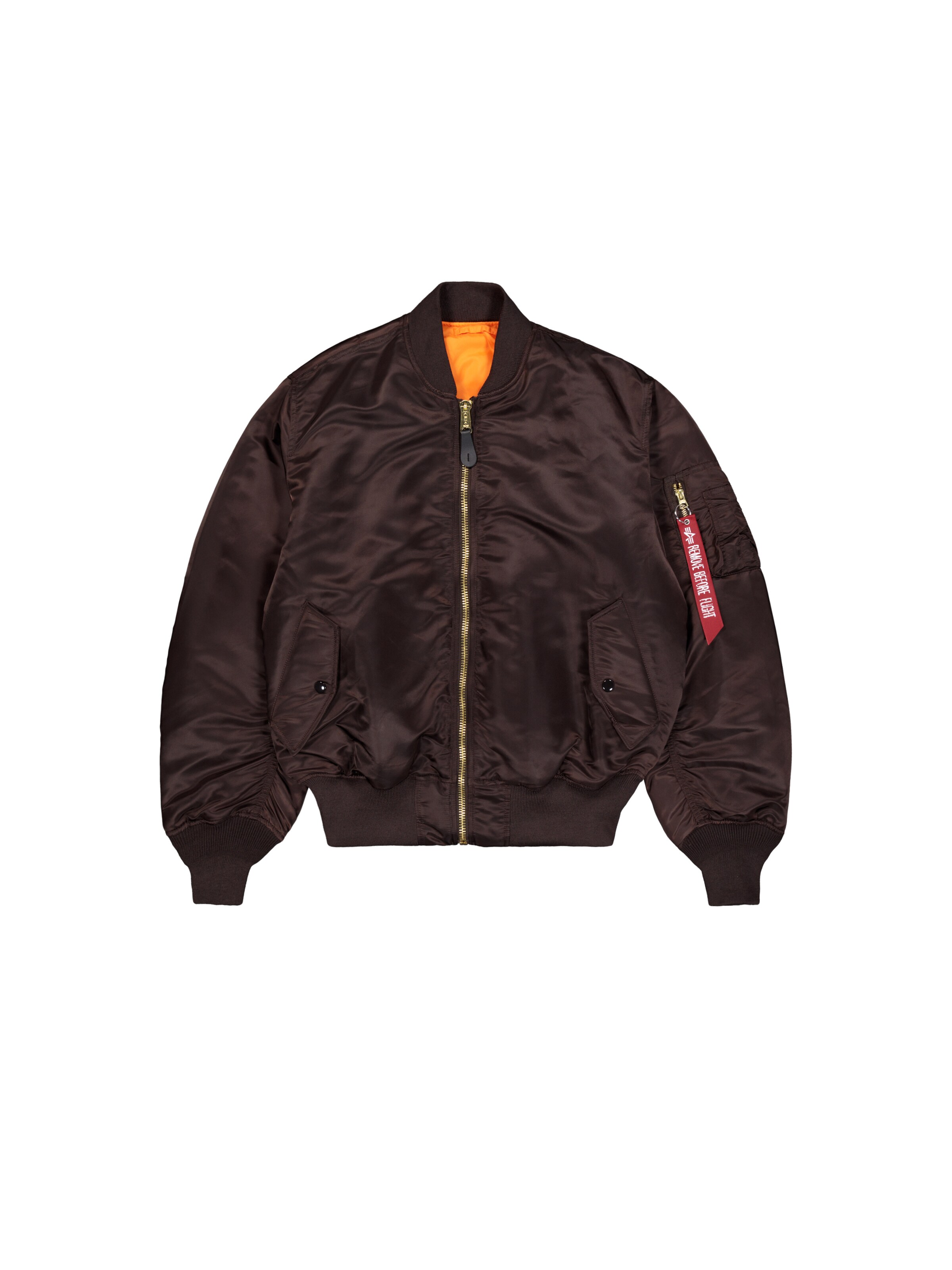 ALPHA INDUSTRIES Prehodna jakna 'MA-1 Heritage' | rjava barva: sprednja stran