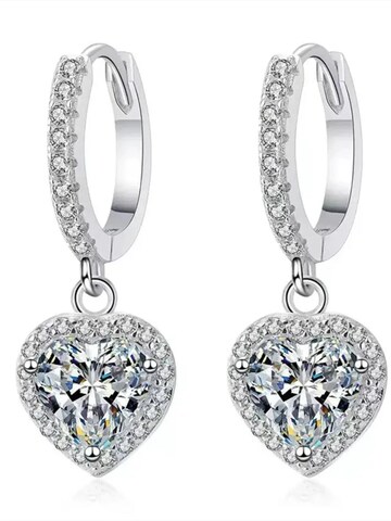Staufergold Earrings 'Ohrstecker „Coeur Classic“ (Herz 1,0 ct x2)' in Silver: front