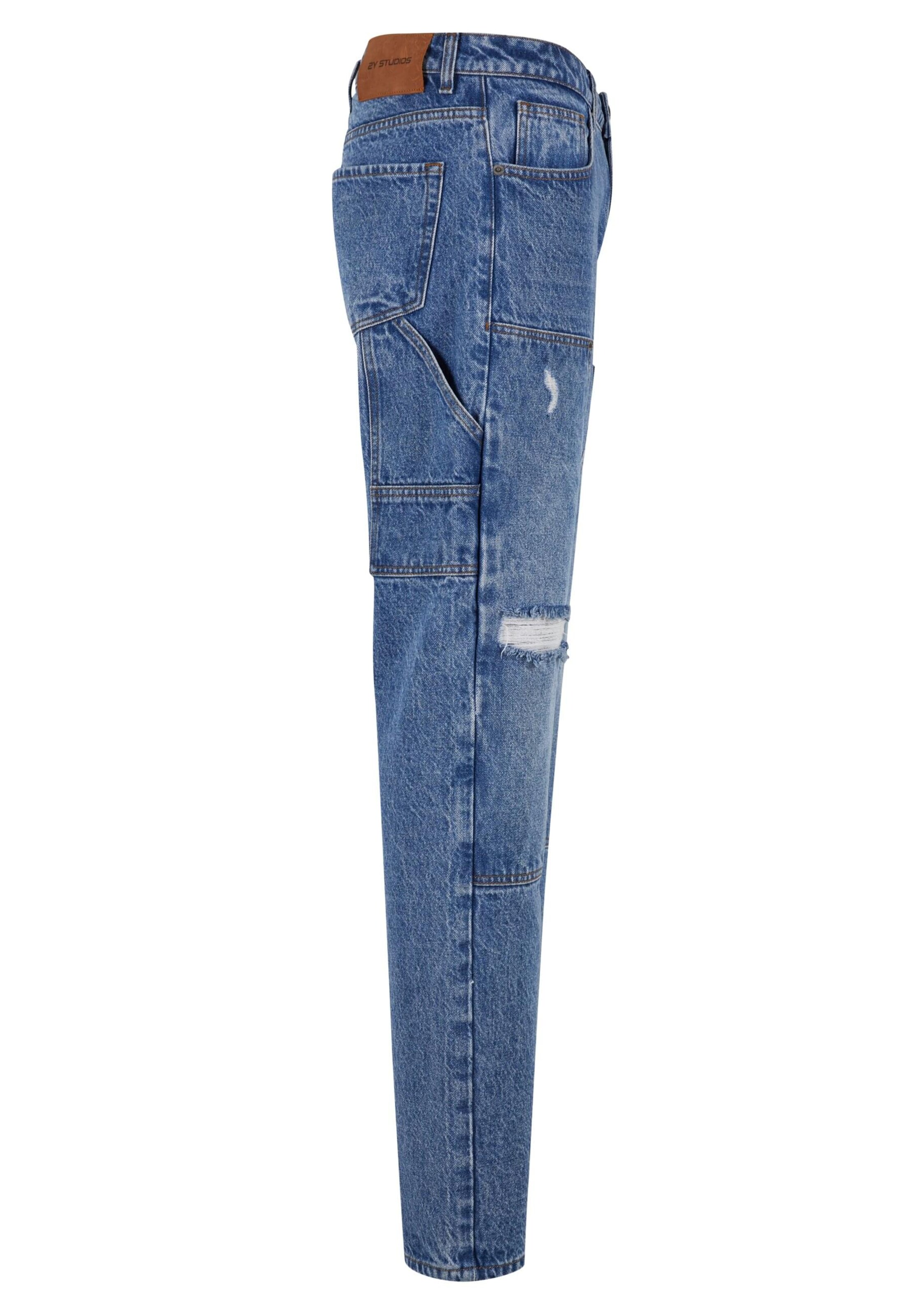 Largi Pantaloni eleganți 'Haldor' de la 2Y Studios pe albastru