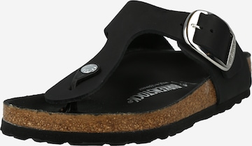 BIRKENSTOCK T-Bar Sandals 'Gizeh Big Buckle' in Black: front