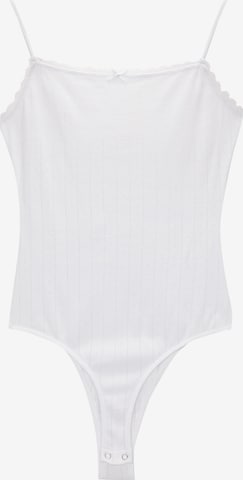 Pull&Bear Shirt Bodysuit in White: front