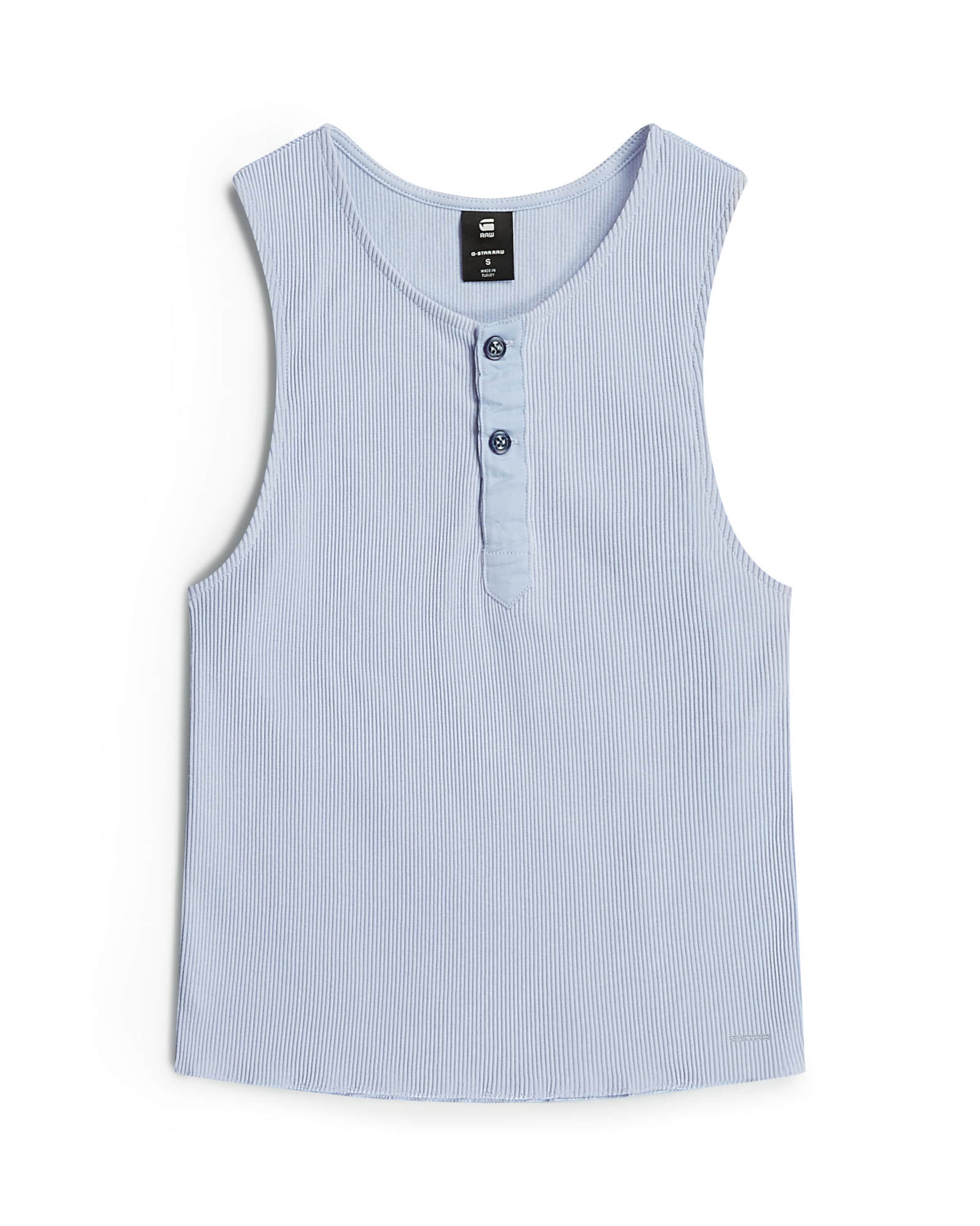 G-STAR Top 'Slim Henley Tank T-Shirt' in Blauw: voorkant