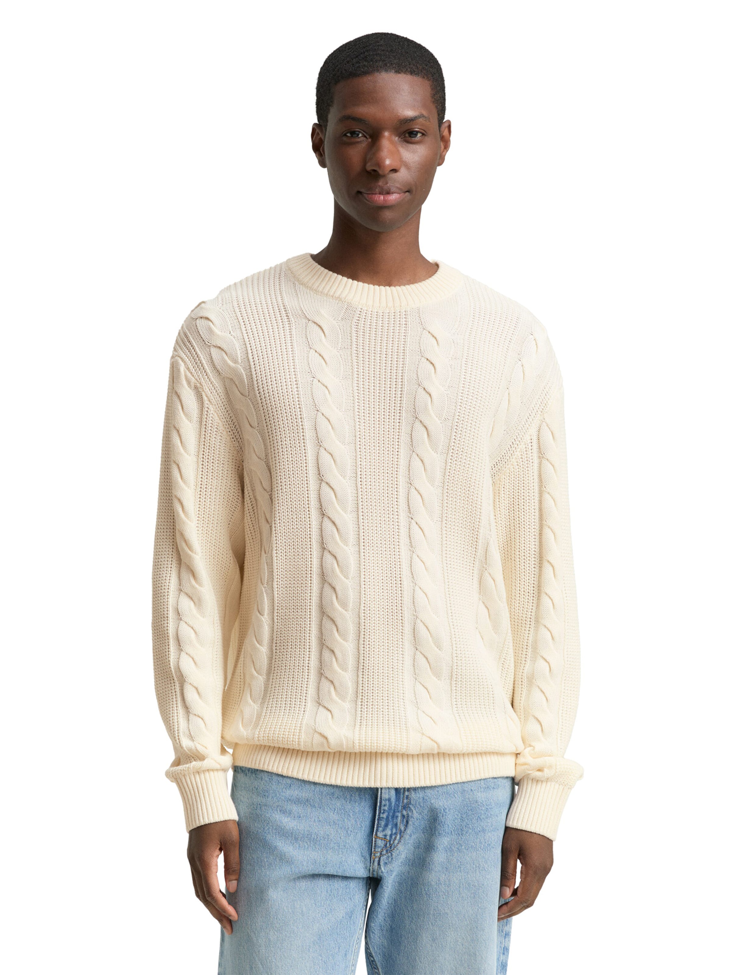 Pulover de la TOM TAILOR DENIM pe alb: față