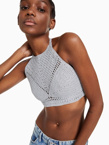 Bershka Gebreide top in Zilver