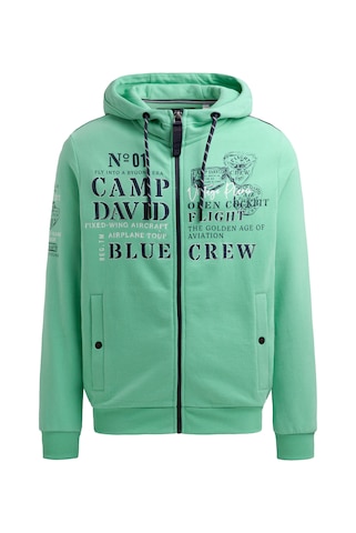 CAMP DAVID Zip-Up Hoodie in Green: front
