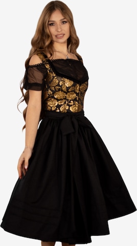 INNA.Trachten Dirndl 'Wilhelmina' in Schwarz: Vorderseite