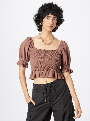 Nasty Gal Blouse in Brown: front