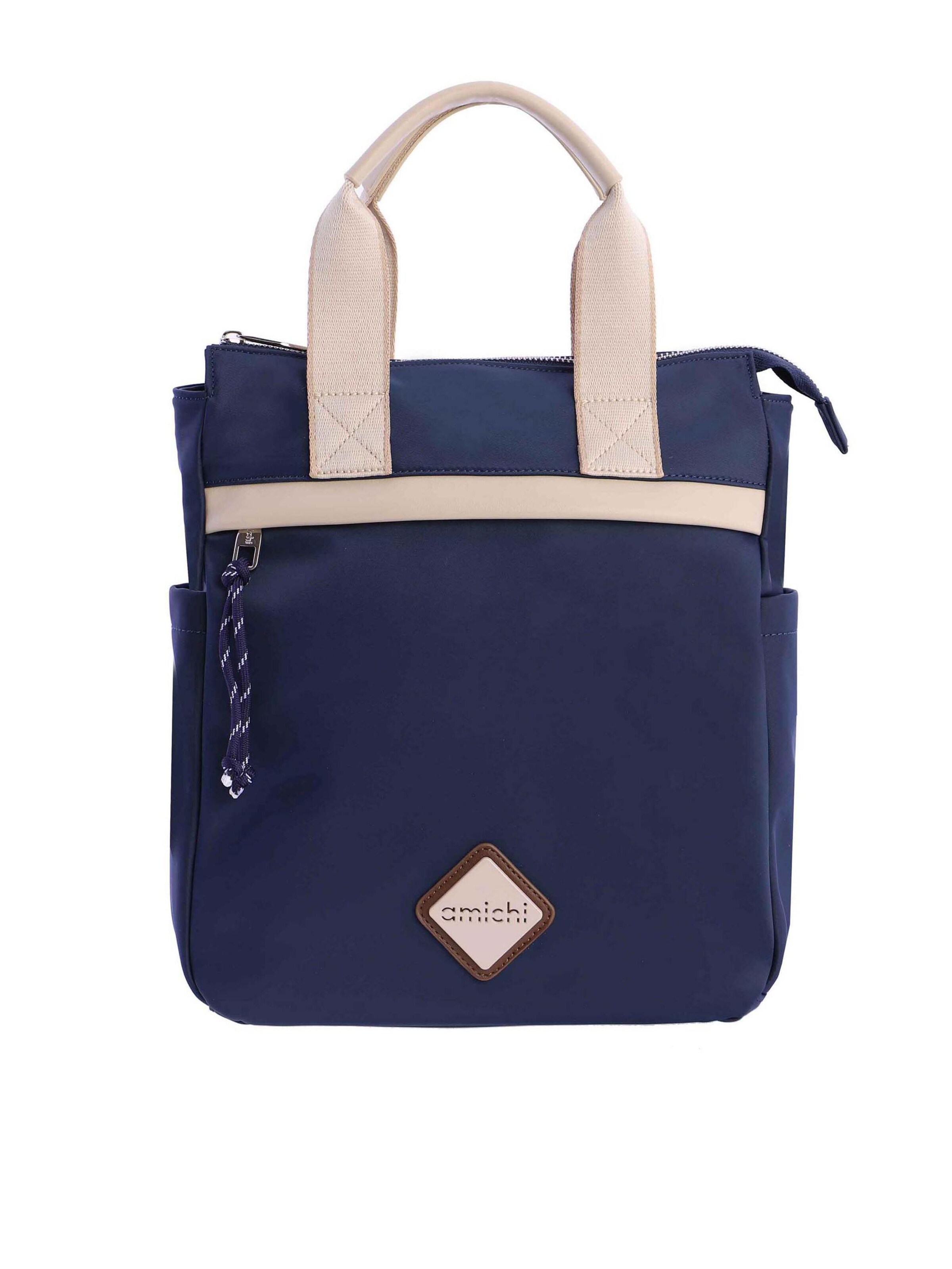 Amichi - Mochila 'Mochila para mujer Perla de nailon con cremallera' en azul: frente