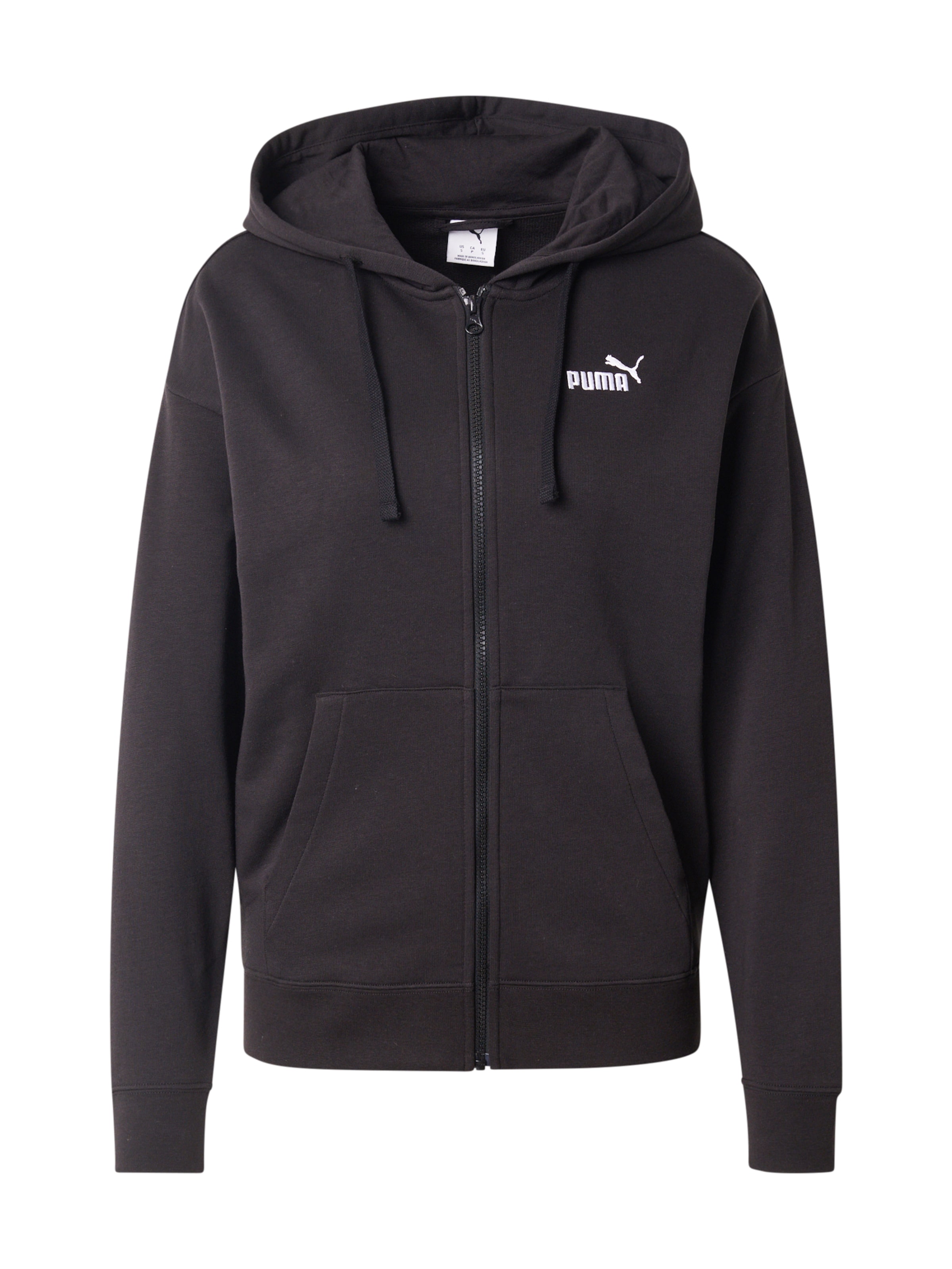 PUMA Αθλητική ζακέτα φούτερ 'Ess No. 1' σε μαύρο: μπροστά