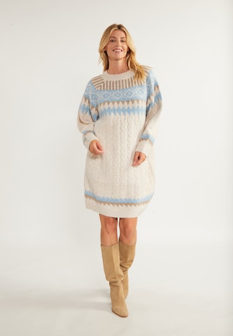 usha BLUE LABEL Knitted dress 'Lynnea' in Beige