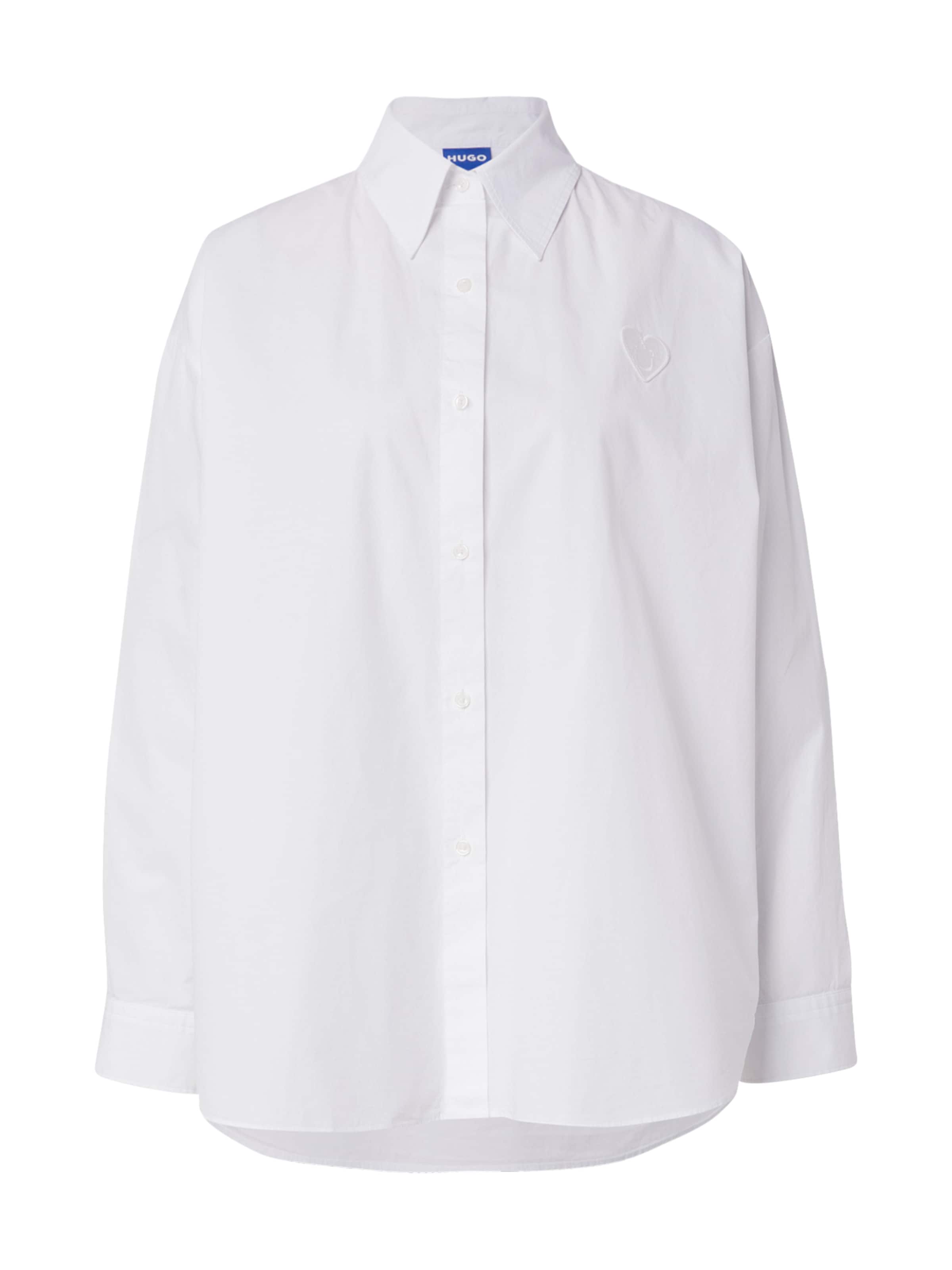 HUGO Блуза 'Elisana' в бяло: отпред