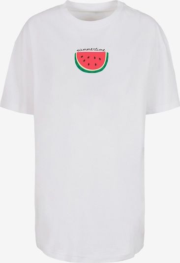 Merchcode T-shirt oversize 'Summer - Summertime' en vert gazon / rouge clair / noir / blanc, Vue avec produit