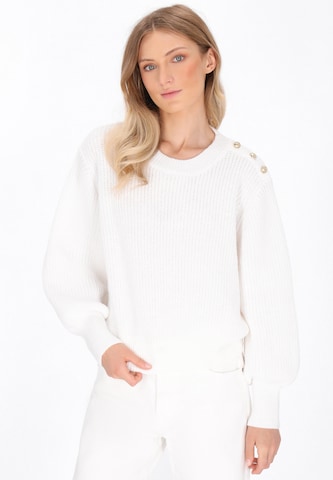 DreiMaster Maritim Πουλόβερ σε λευκό: μπροστά