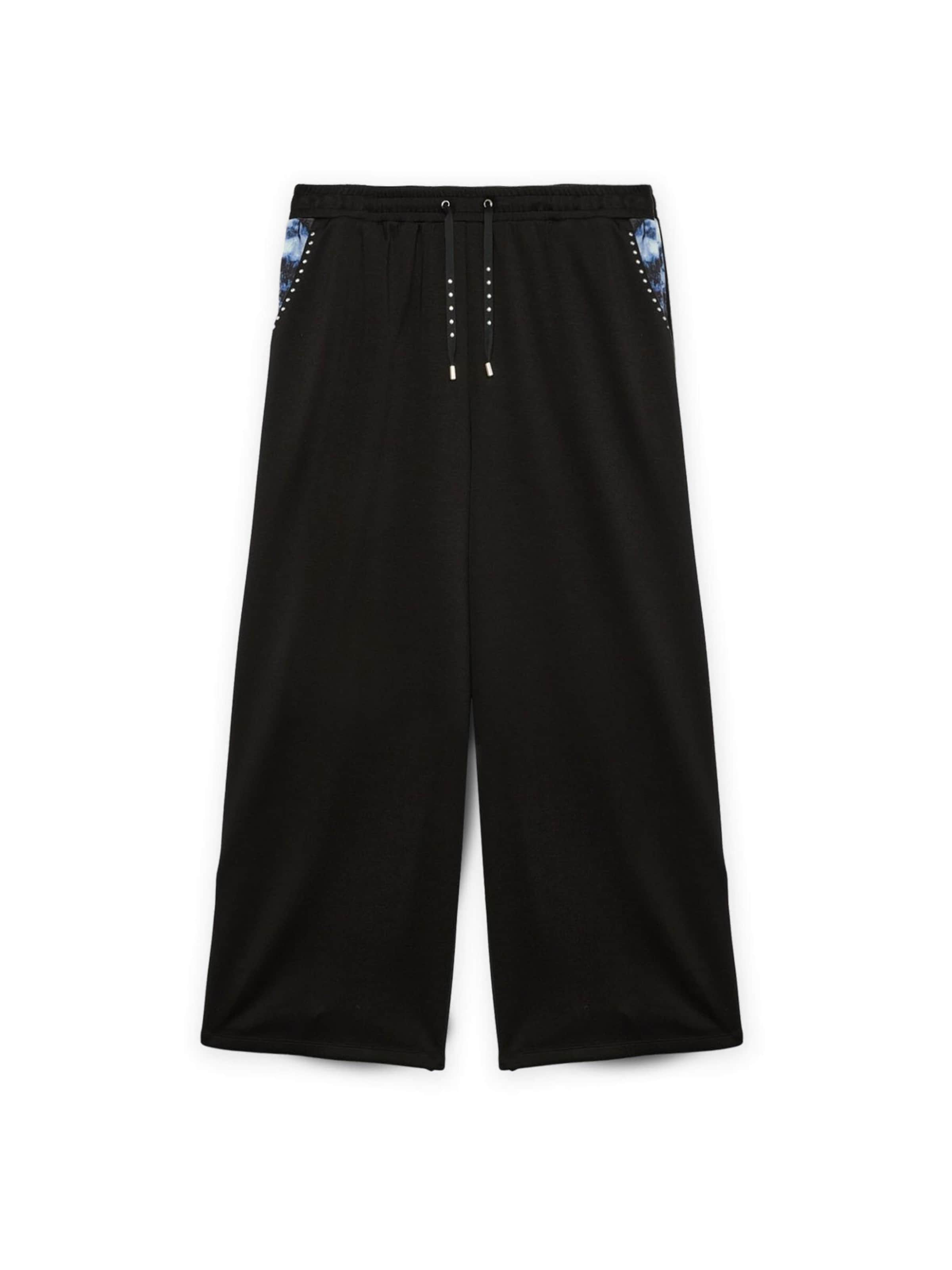 Fiorella Rubino Wide leg Broek in Zwart: voorkant