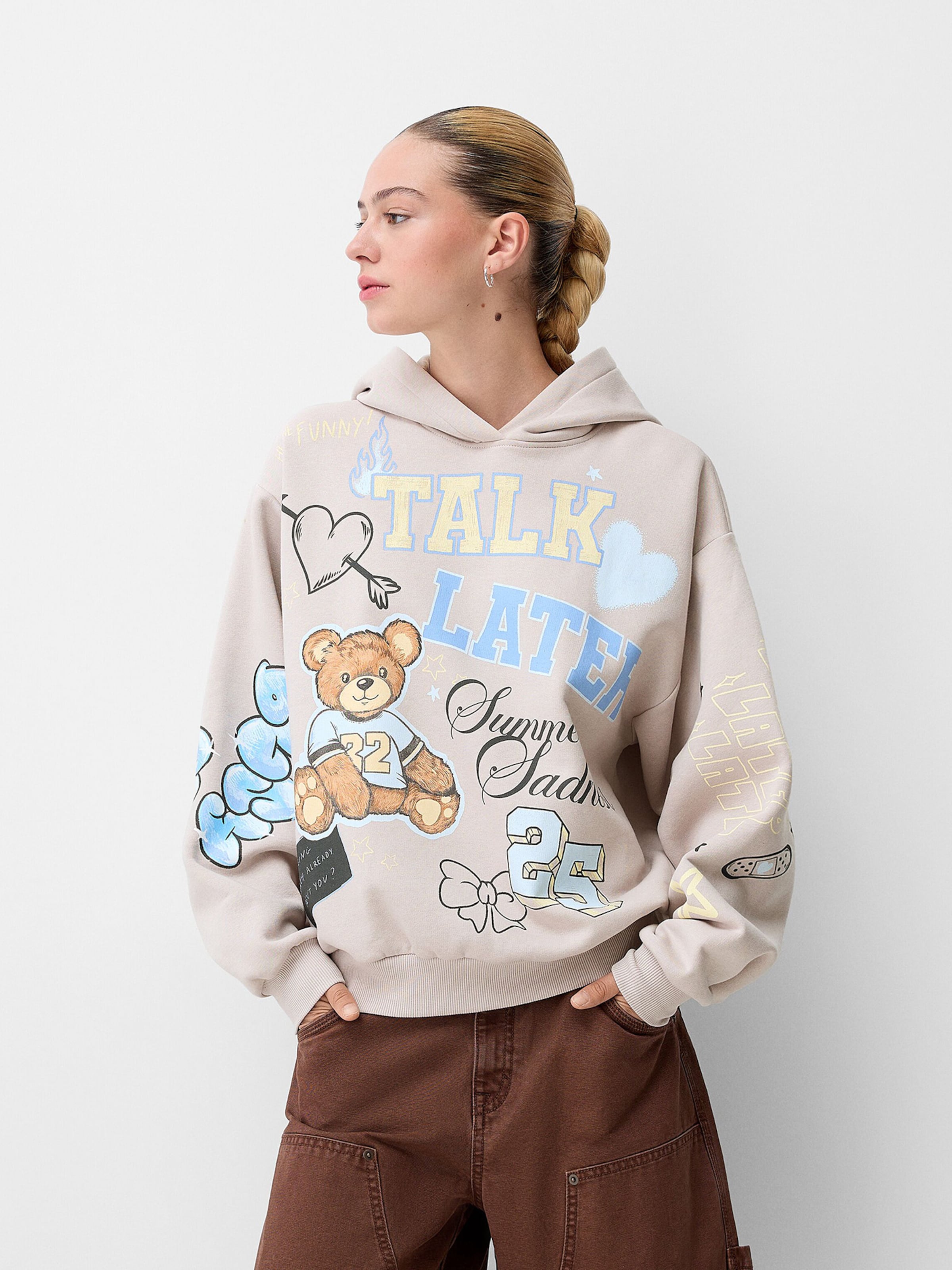 Bershka Sweatshirt in Kitt ABOUT YOU