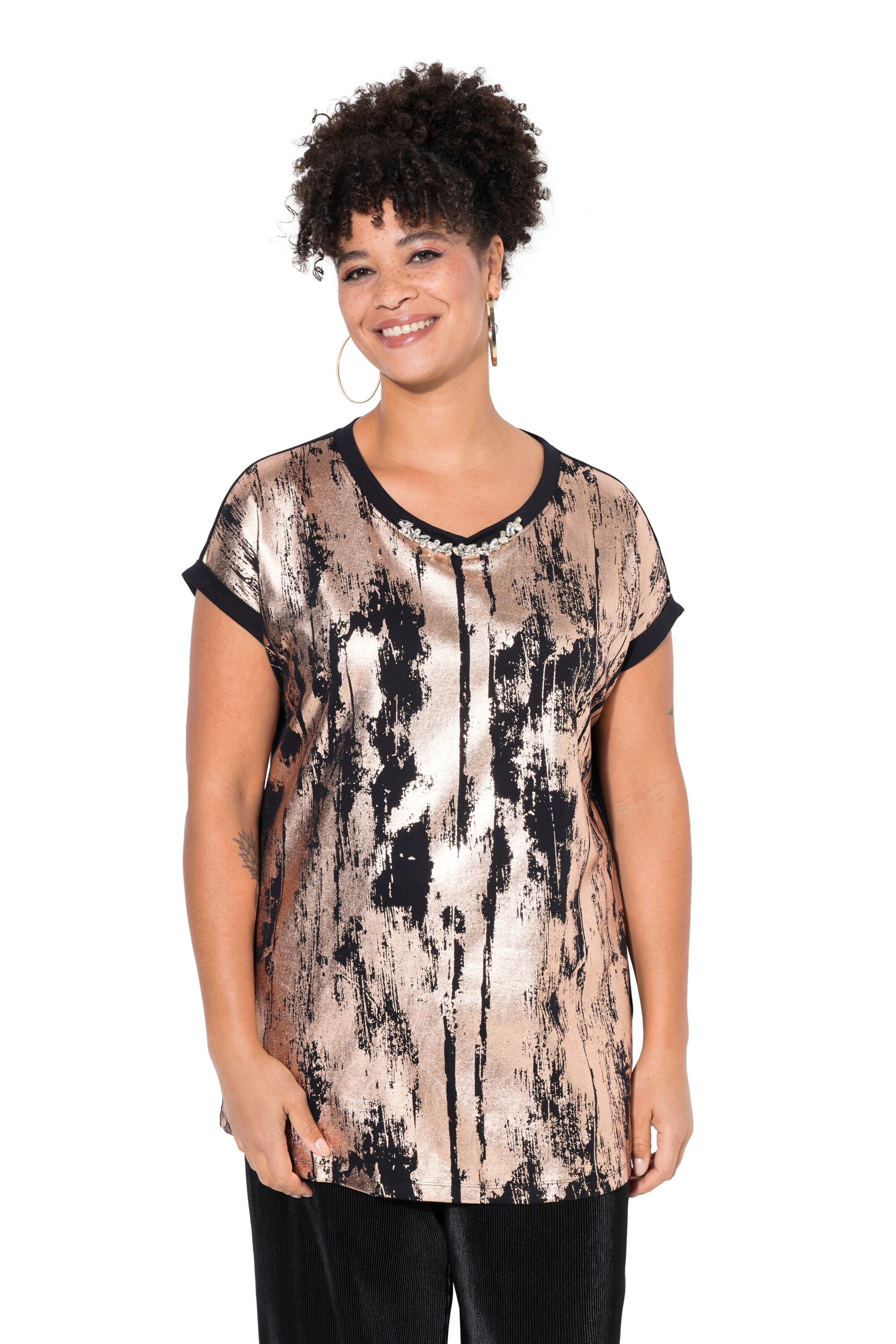 T-shirt MIAMODA en noir : devant