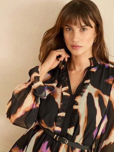 love & roses Платье в Цвет слоновой кости / Коричневый / Лиловый / Черный, Обзор товара