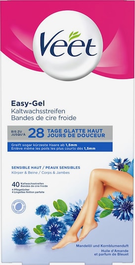 VEET Wachsstreife 'Easy-Gel' in dunkelblau / pink / weiß, Produktansicht