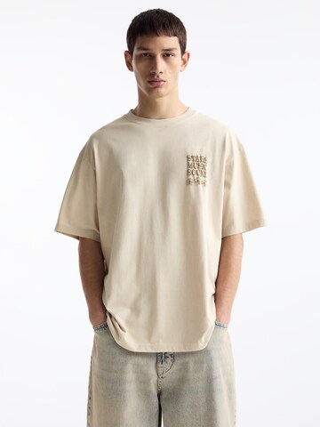 Pull&Bear T-Shirt in Beige: Vorderseite