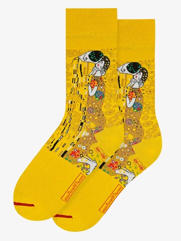 MuseARTa Socks 'Gustav Klimt - Der Kuss' in Yellow: front