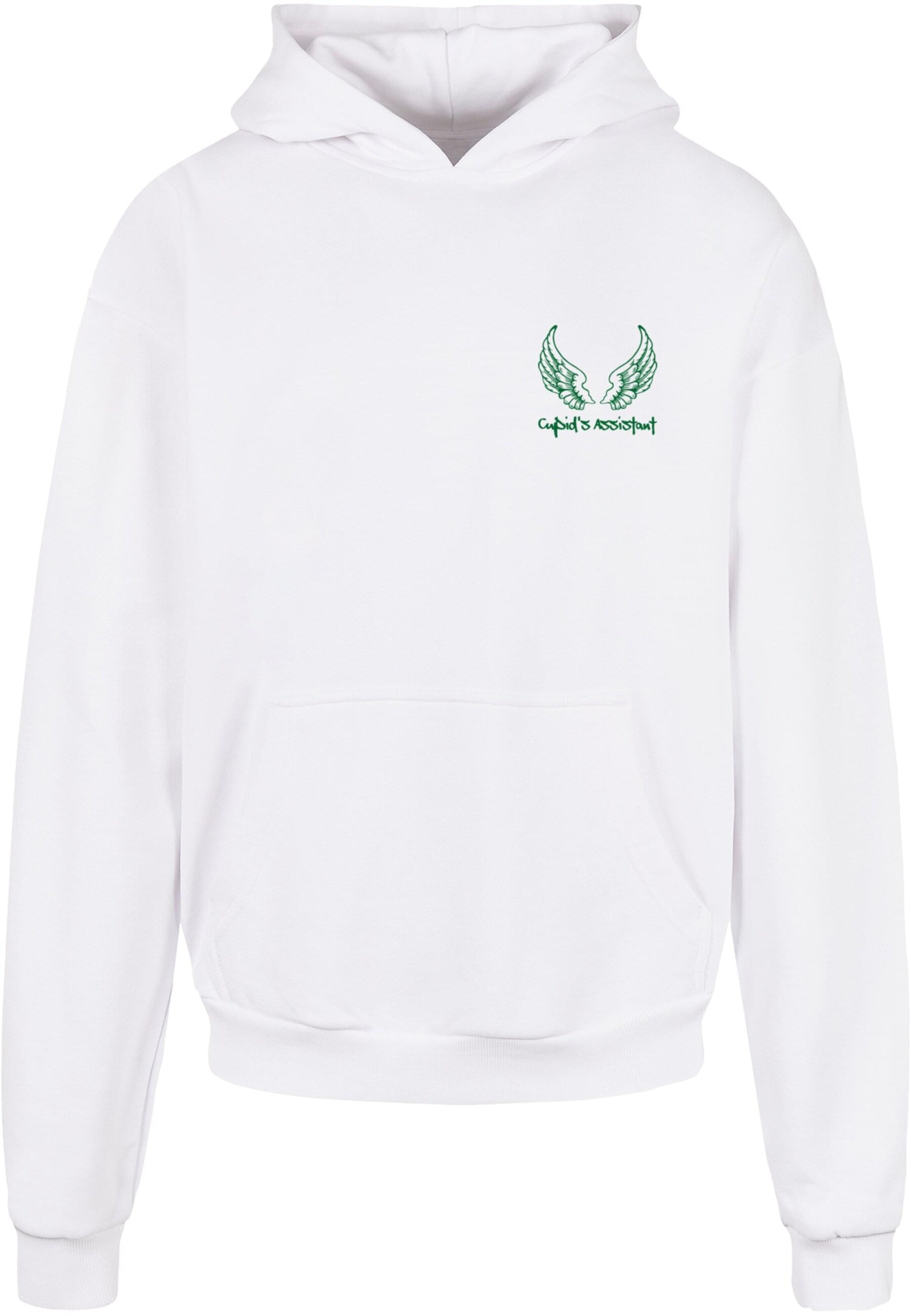 Merchcode Sweatshirt ' Cupid´s Assistant ' in Wit: voorkant