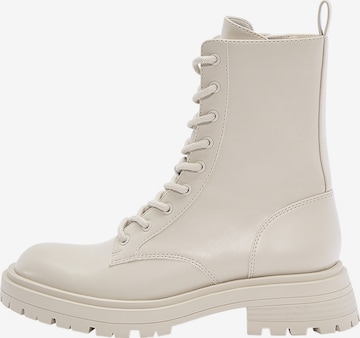 Pull&Bear Lace-Up Ankle Boots in Beige