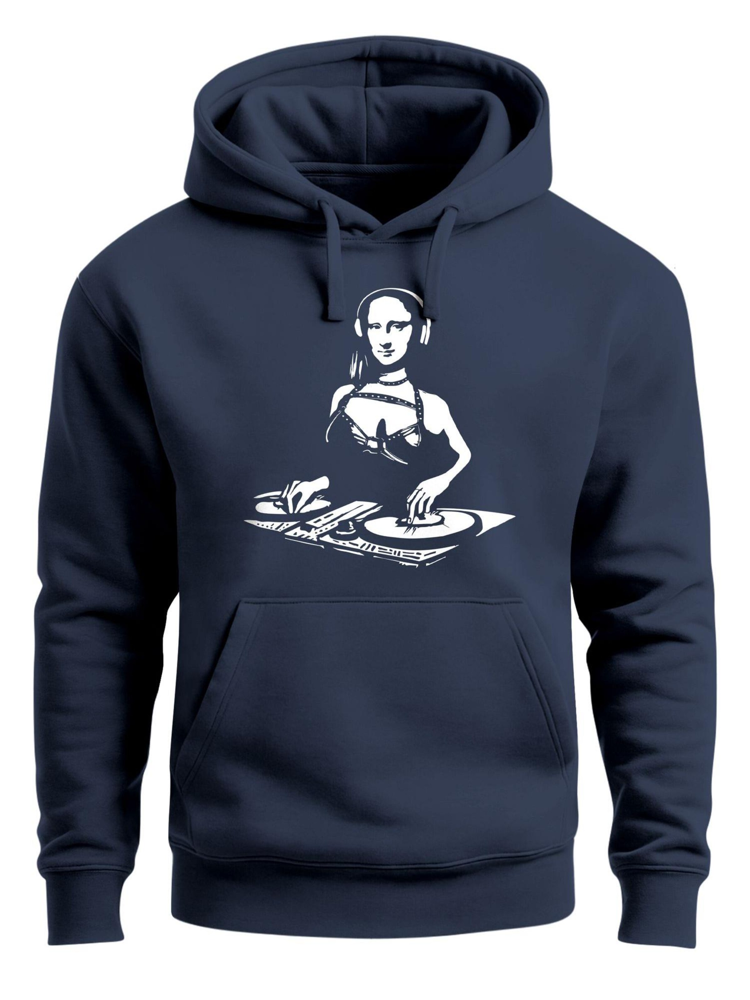 Neverless Sweatshirt 'Mona Lisa DJ' in Blue: front