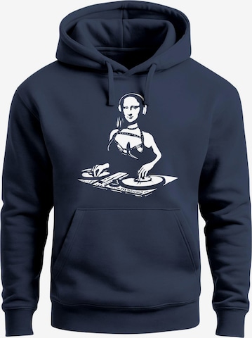 Neverless Sweatshirt 'Mona Lisa DJ' in Blau: Vorderseite