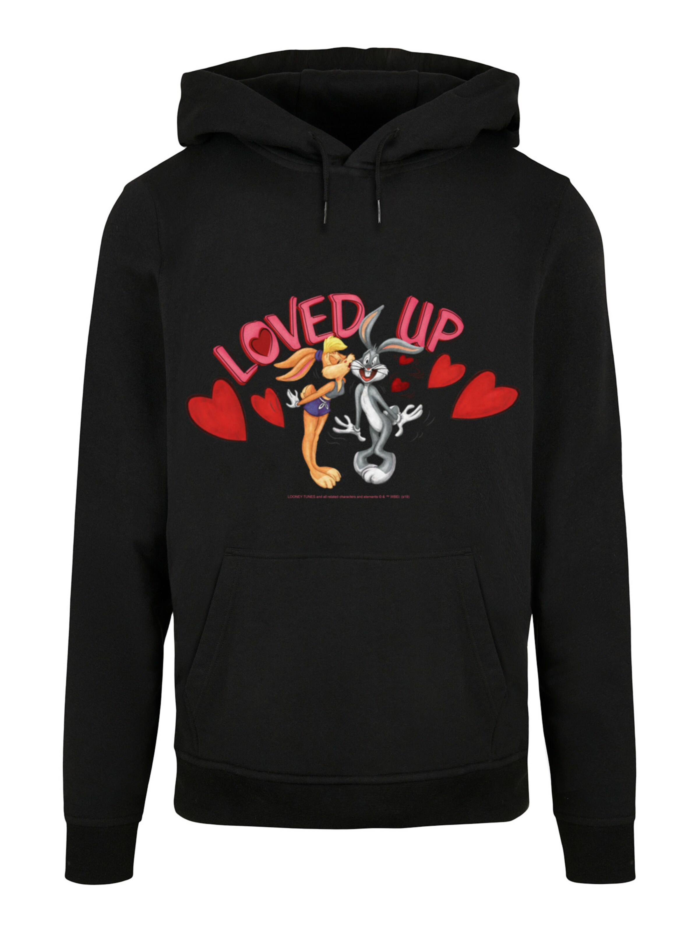 F4NT4STIC Sweatshirt 'Looney Tunes Bugs Bunny And Lola Valentine's Day Loved Up' in Zwart: voorkant