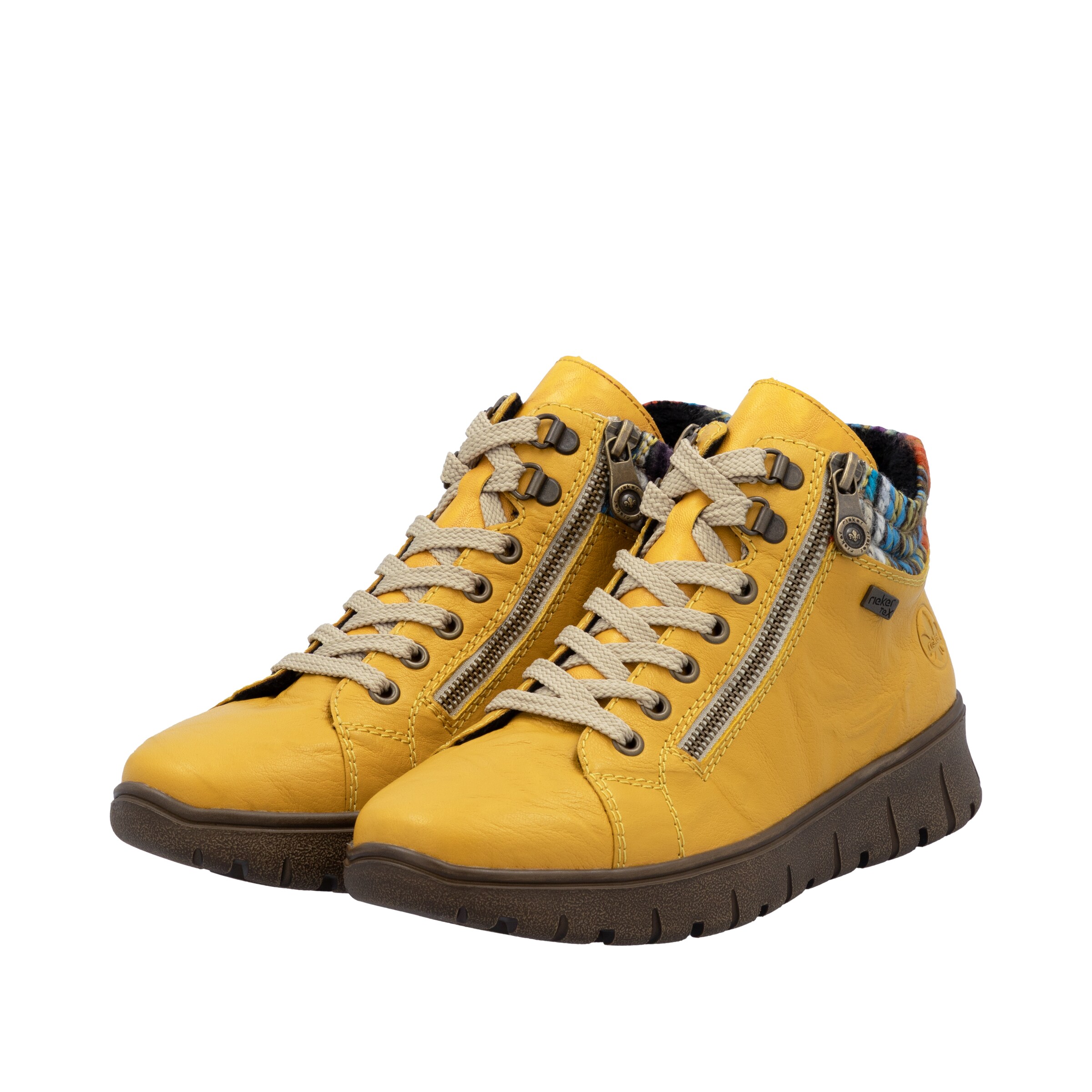 Rieker Lace-Up Ankle Boots in Yellow