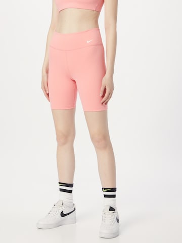 NIKE Skinny Workout Pants 'One' in Pink: front