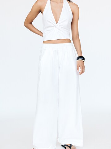Pull&Bear Wide Leg Bukser i hvid: forside
