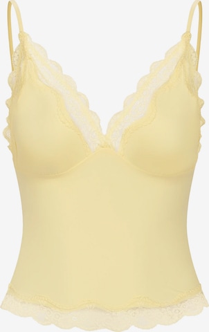 cfab (formerly creamy fabrics) Topp 'Deep Neck Lace Top' i gul: framsida