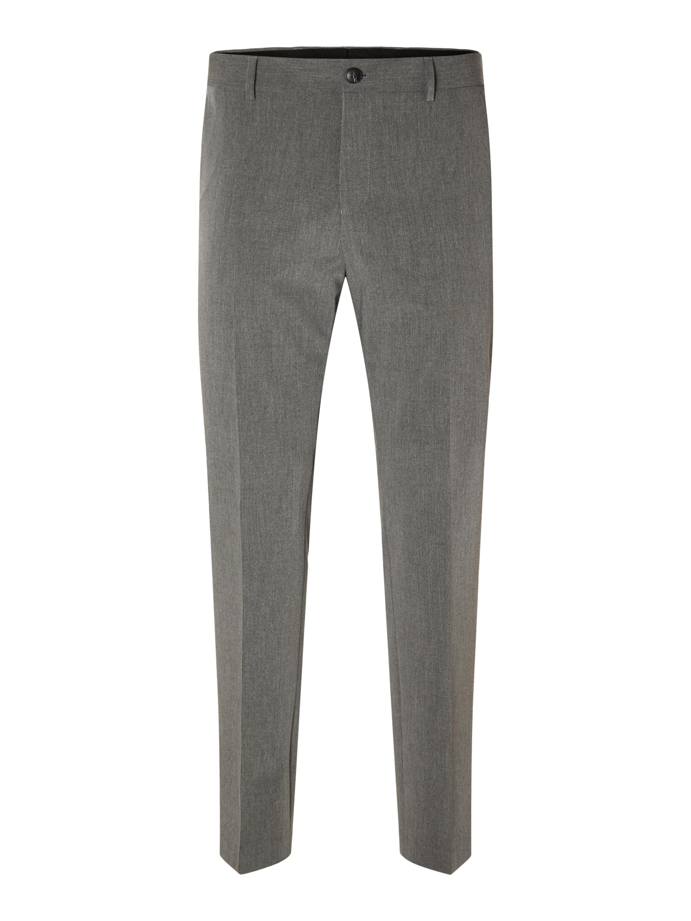 SELECTED Trousers with creases 'SLHLiam' in Grey: front