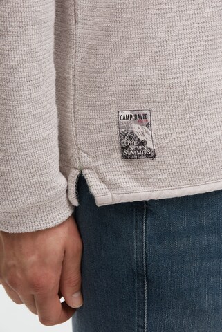 CAMP DAVID Troyer-Sweatshirt mit Twill-Details in Beige